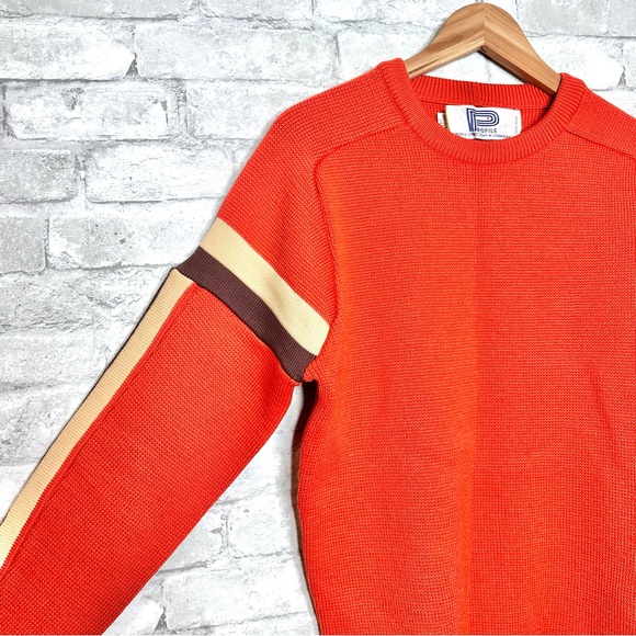 Vintage Profile Sports Wool Sweater w Stripes fits Medium Cleveland Browns 70s - Picture 6 of 9